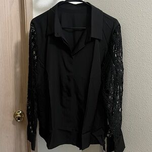 Black Lace Sleeve Blouse armpits 21 inches